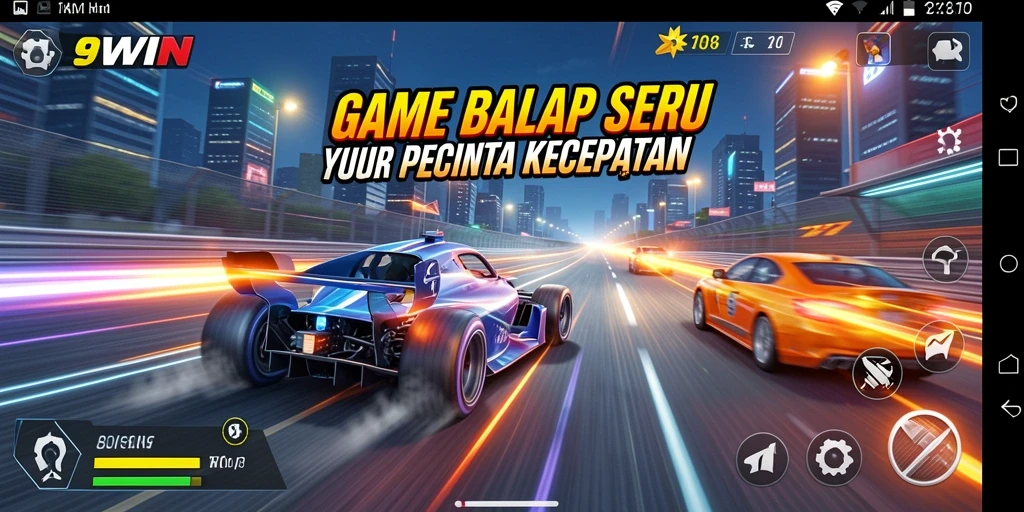 Tampilan menarik dari gameplay balap dalam 9WIN yang mendebarkan.
