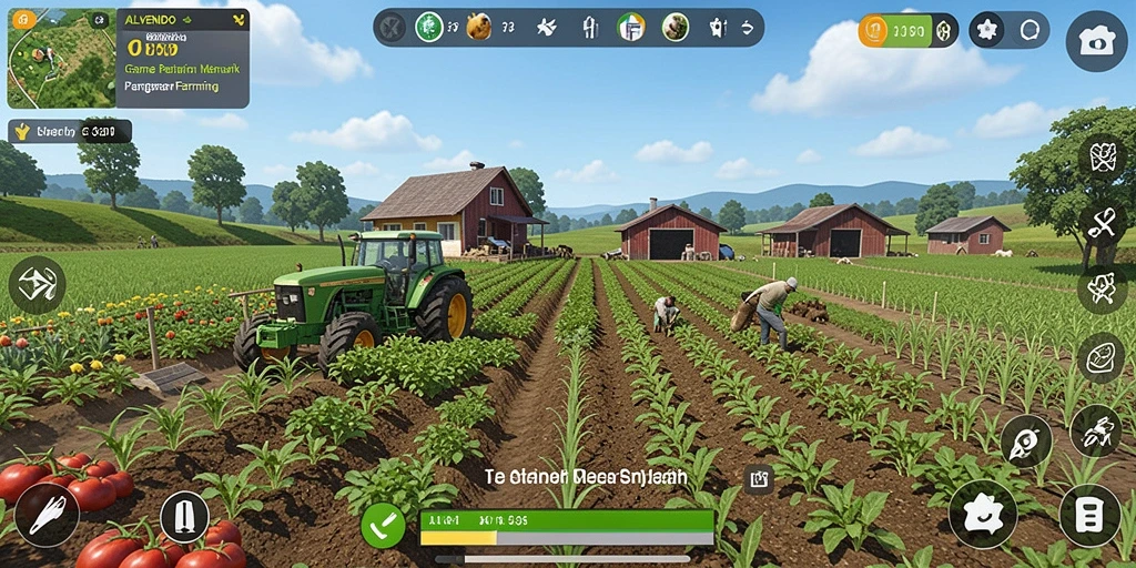 Tampilan visual menakjubkan dari gameplay pertanian yang menarik.