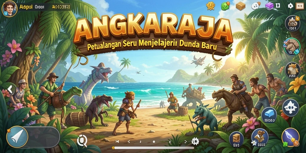 Tangkapan layar permainan ANGKARAJA menampilkan petualangan yang seru dan grafis yang memukau.