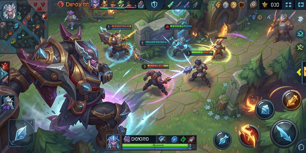 Screenshot gameplay DEPOXITO yang menampilkan pertempuran tim yang seru.