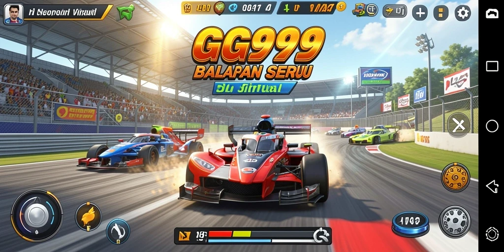 Tampilan menarik dari gameplay GG999 saat balapan di sirkuit.