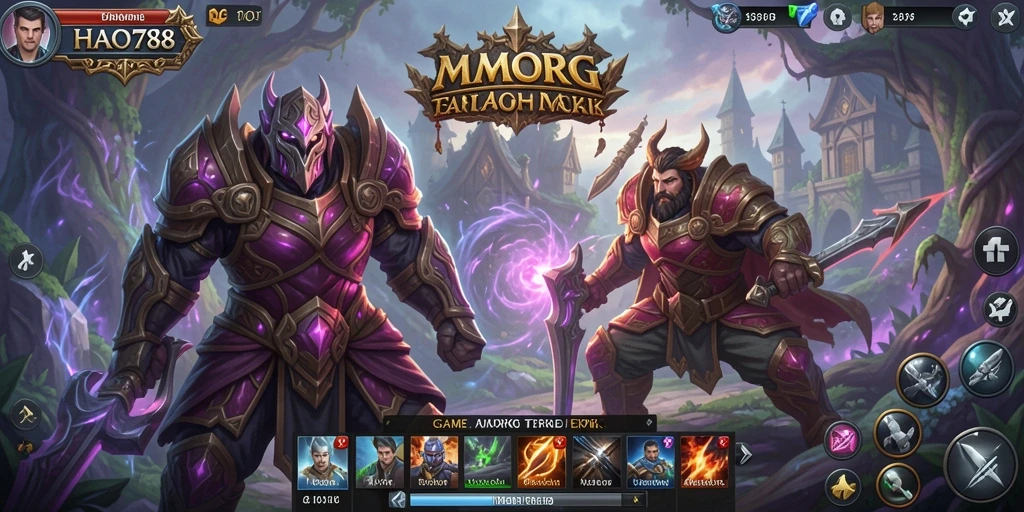 Screenshot gameplay HAO788 dengan pertempuran epik antar karakter MMORPG.