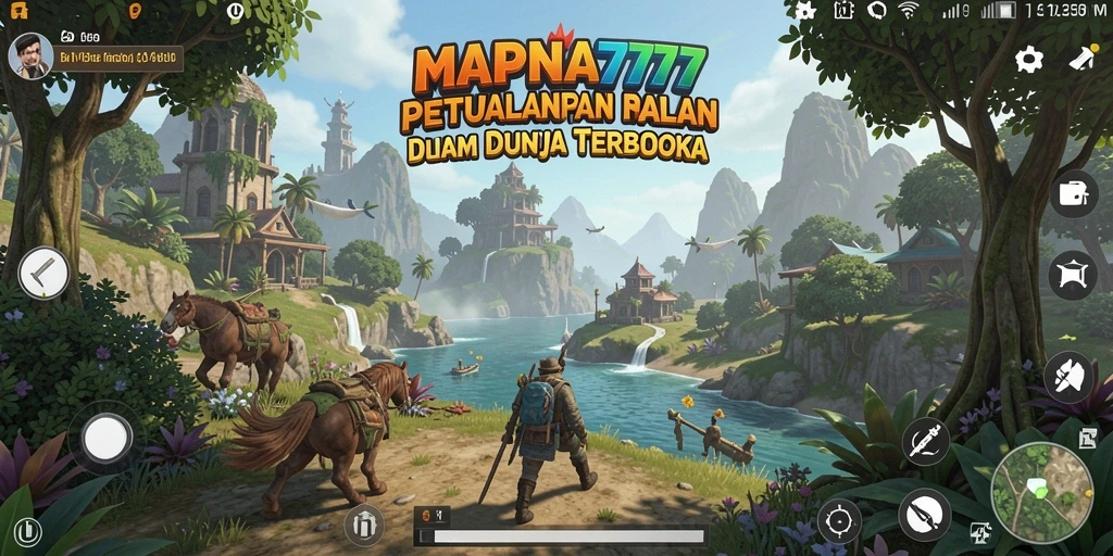 Screenshot MAPNA777 menampilkan petualangan di dunia terbuka yang luas.