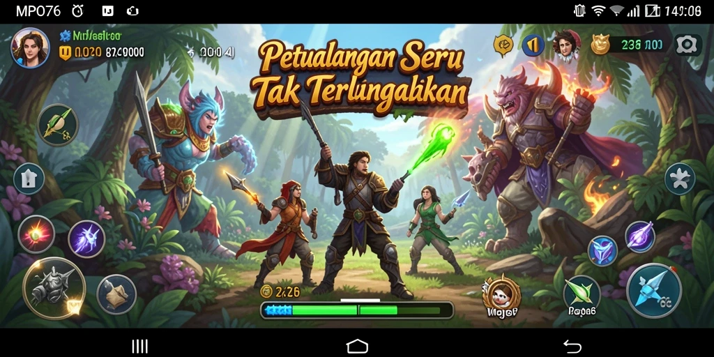 Tampilan gameplay MPO76 yang penuh aksi dan petualangan seru.