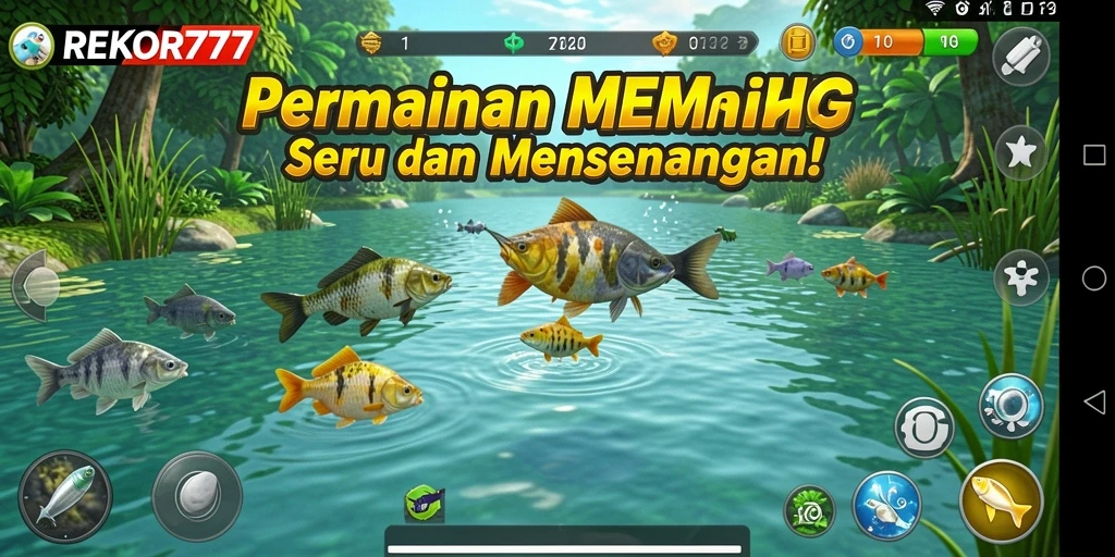 Screenshot gameplay REKOR777 menampilkan aksi memancing yang mendebarkan.