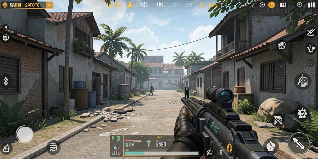 Screenshot gameplay SAPITOTO menampilkan pertempuran seru dengan grafis menakjubkan.
