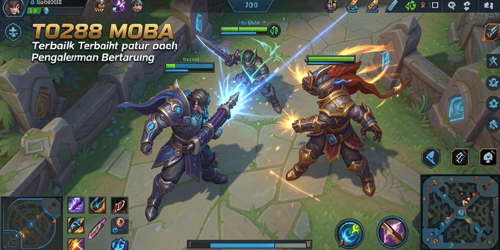 Tampilan gameplay TO288 yang dinamis dan seru dalam pertempuran MOBA.