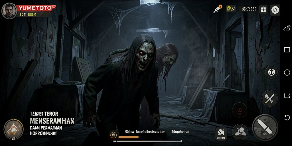 Tangkapan layar gameplay menampilkan suasana mencekam di YUMETOTO.